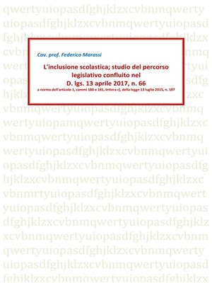 cover image of L'inclusione scolastica. Studio del percorso legislativo confluito nel D.lgs. 13 aprile 2017, n. 66